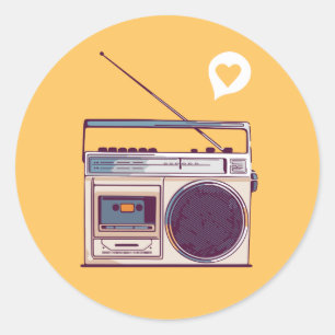 Sticker Rond Rétro Boombox par radio