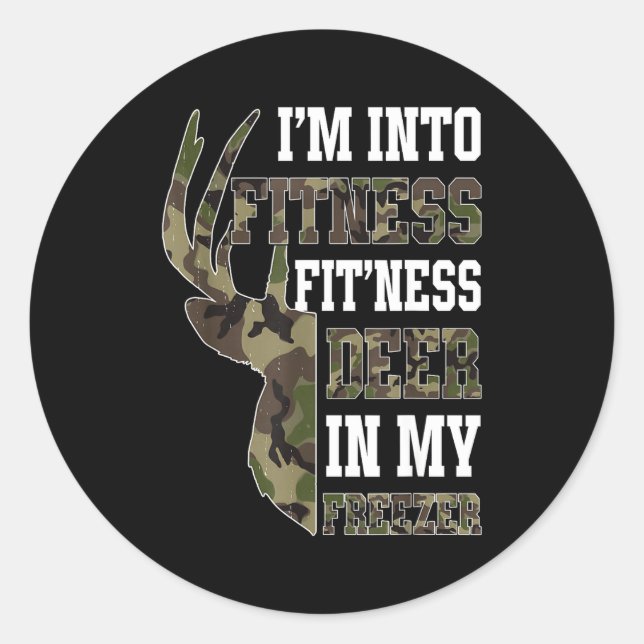 Sticker Rond Retro Camo Deer Hunting Funny Wildlife Hunter Men  (Devant)