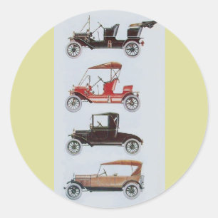 Sticker Rond RETRO CARS 2- Auto réparation automobile brun jaun