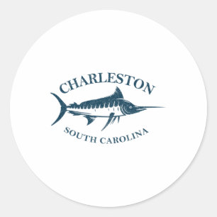 Sticker Rond Retro Charleston Caroline du Sud Pêche Vintage Bo