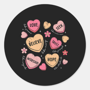 Sticker Rond Retro Christian Valentine Candy Coeur Jésus Valent