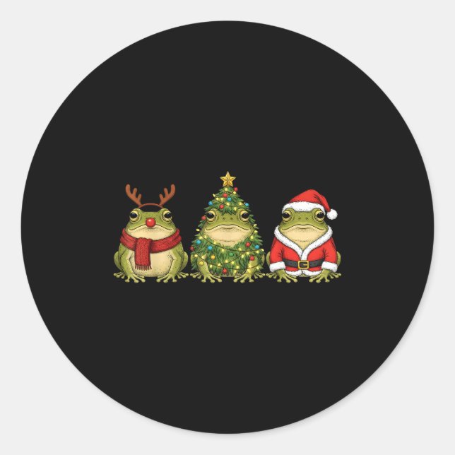 Sticker Rond Retro Christmas Desert Rain Frog Santa Reindeer  (Devant)