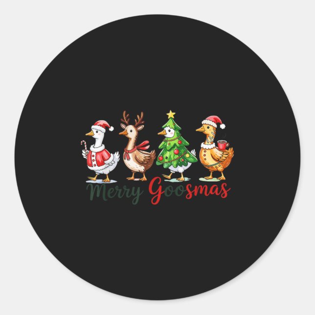 Sticker Rond Retro Christmas Goose Xmas Merry Goosmas  (Devant)