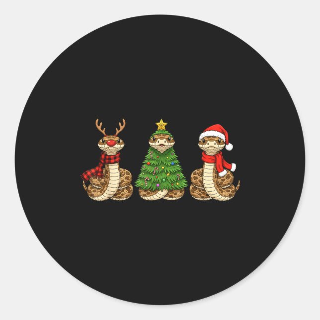 Sticker Rond Retro Christmas Hognose Snake Santa Reindeer  (Devant)