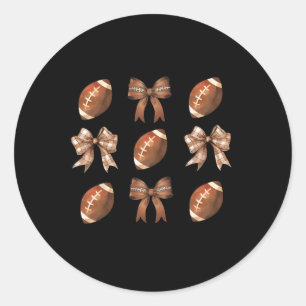 Sticker Rond Retro Coquette Bow Football Américain Thankgiving