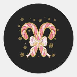Sticker Rond Retro Coquette Bow Sucre de canne Noël saison Wom