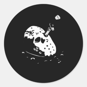 Sticker Rond Rétro coup de masque d'hockey de Halloween