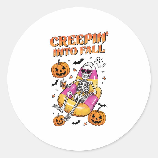 Sticker Rond Retro Creepin dans Halloween d'automne (Devant)
