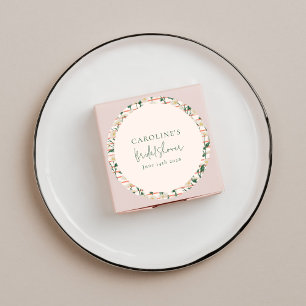 Sticker Rond Rétro Daisies Floral Vert Mariage Personnalisé