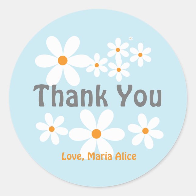 Sticker Rond Retro daisy boho fête fleurie merci (Devant)