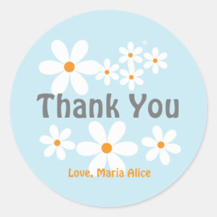 Sticker Rond Retro daisy boho fête fleurie merci