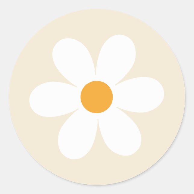 sticker rond rétro daisy tan boho classique (Devant)