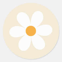 sticker rond rétro daisy tan boho classique