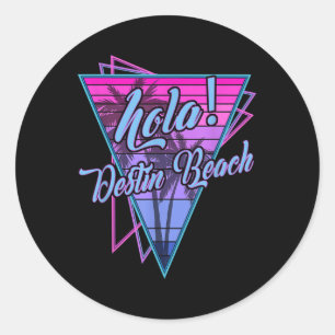Sticker Rond Retro Destin - Hola Destin Beach Floride Vintage