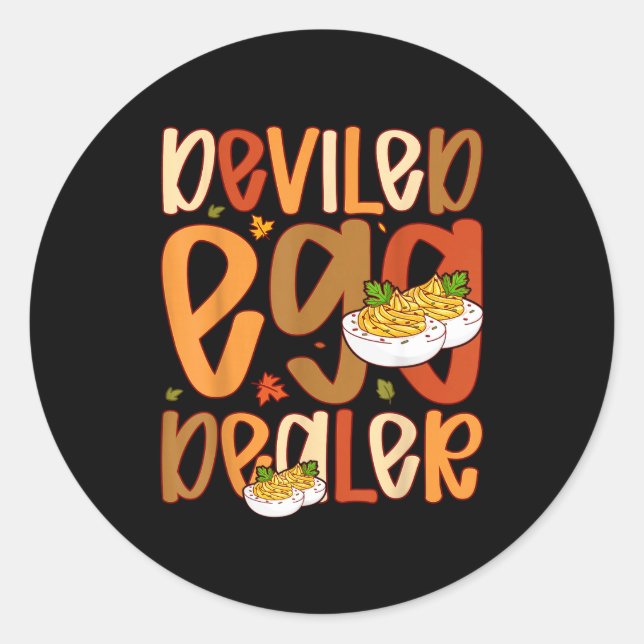 Sticker Rond Retro Deviled Egg Er Thanksgiving Dinner Funny  (Devant)