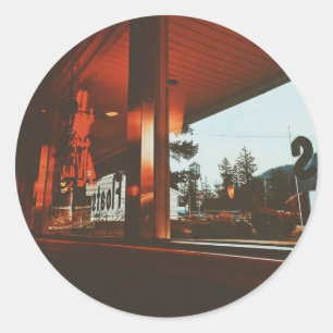 Sticker Rond Retro Diner dans le Pacifique Nord-Ouest