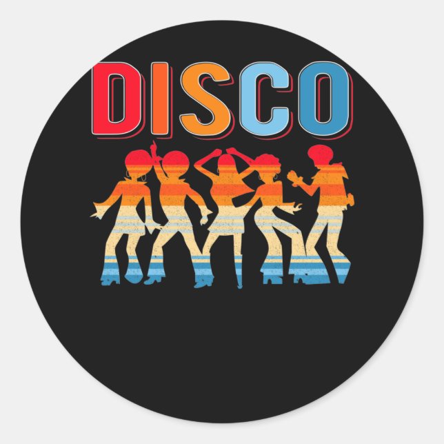 Sticker Rond Retro disco Dancing Girls 70s 80s African Dancer (Devant)
