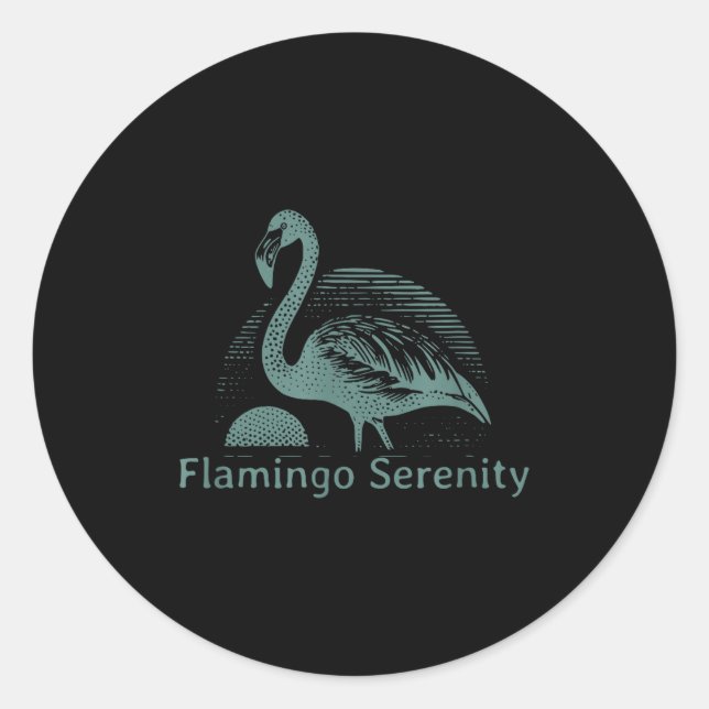 Sticker Rond Retro Flamingo Sunset Funny 70s 80s 90s Men Women  (Devant)