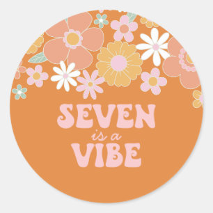 Sticker Rond Retro Floral Seven est une ambiance de 7e annivers