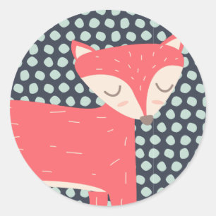 Sticker Rond Retro Fox