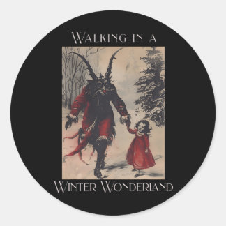 Sticker Rond Retro Funny Walking Dans Un Wonderland Merry C