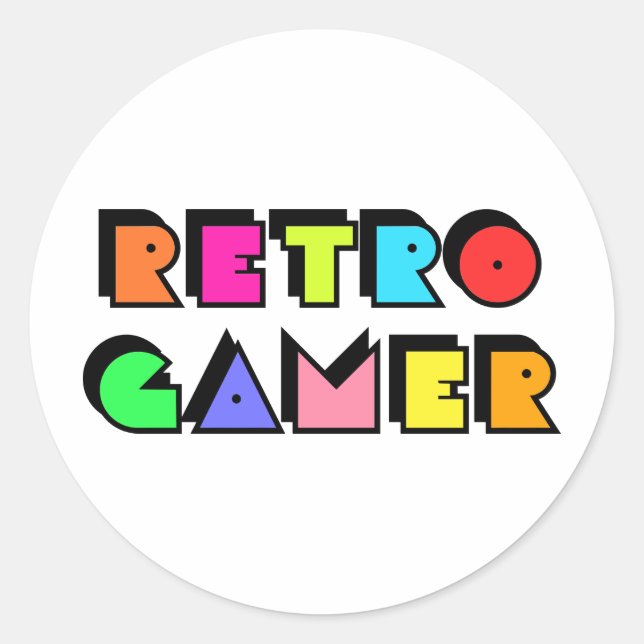 Sticker Rond Retro Gamer (Devant)
