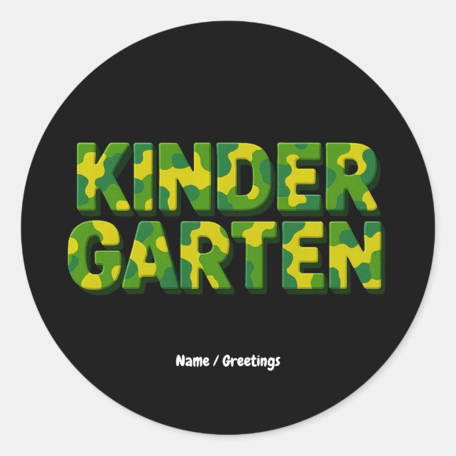 Sticker Rond Retro Gardergarten Boys Enseignant Camouflage Amus (Devant)