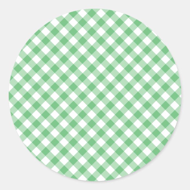 Sticker Rond Retro Gingham Summer Green (Devant)