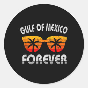 Sticker Rond Retro Golfe Du Mexique Forever Vintage Plage Golfe