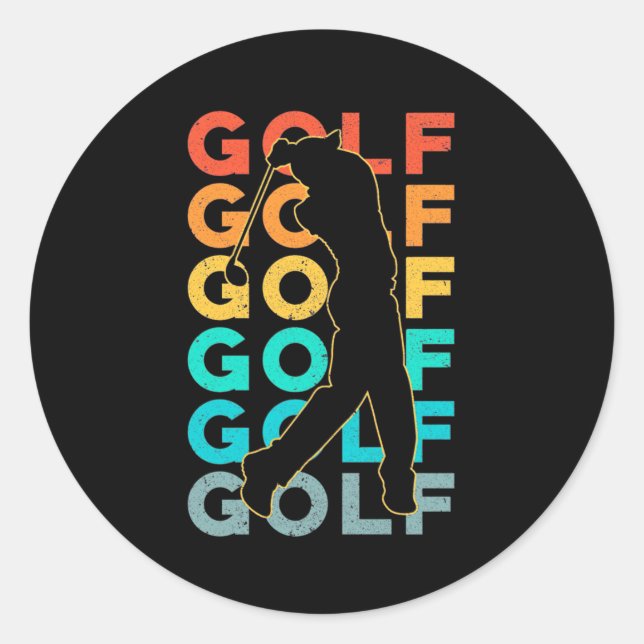 Sticker Rond Retro Golfer (Devant)
