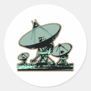 Sticker Rond Rétro graphique d'antenne parabolique