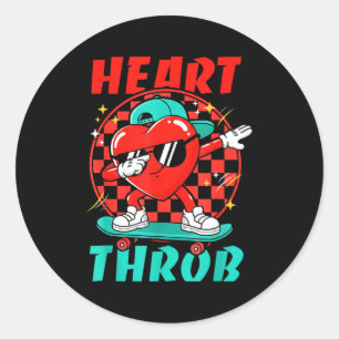 Sticker Rond Rétro Groovy Coup de Foudre Saint Valentin Tout-Pe