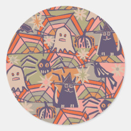 Sticker Rond Retro Halloween