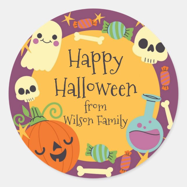 Sticker Rond Retro Halloween Éffrayant (Devant)