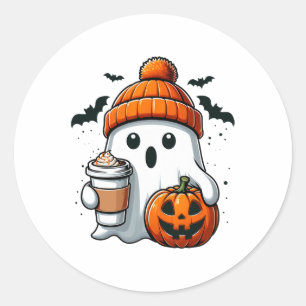 Sticker Rond Rétro Halloween femmes Chemise mignonne Ghost Boir