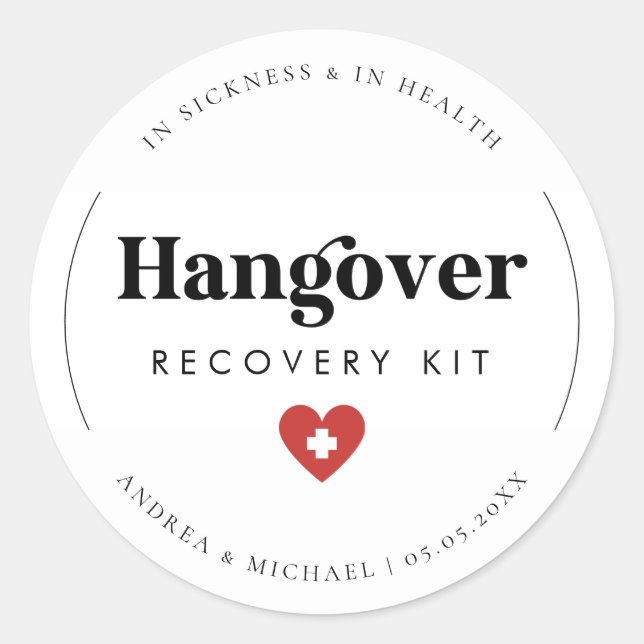Sticker Rond Retro Hangover Recovery Kit Wedding Party Favor (Devant)