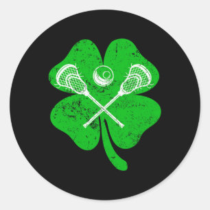 Sticker Rond Retro Irlandais Shamrock Lacrosse Sports Lover St.