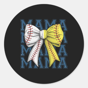 Sticker Rond Retro Jour Softball Baseball Mama Sports Équipe