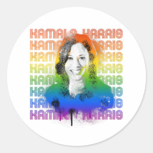 Sticker Rond Retro Kamala Harris Pride