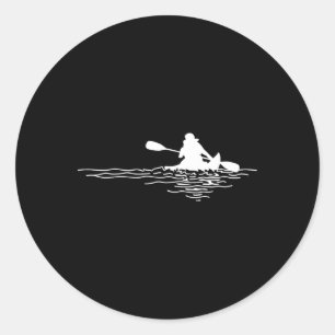 Sticker Rond Rétro Kayak Bateau Lover Canoë Kayak Paddle