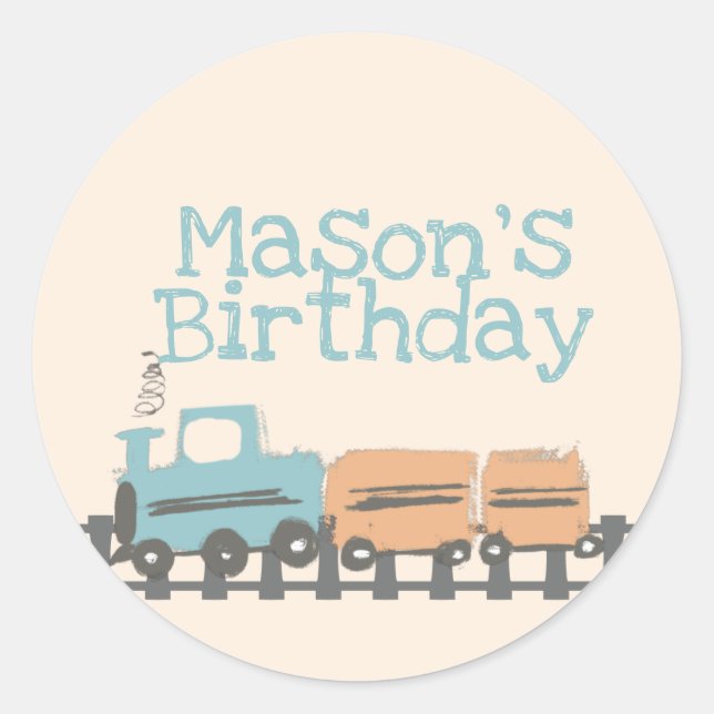 Sticker Rond Retro Kids Train 1ère fête d'anniversaire (Devant)