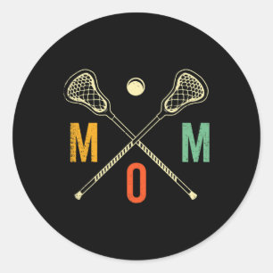 Sticker Rond Retro Lacrosse Maman Lax Maman Lax Joueuse Équipe