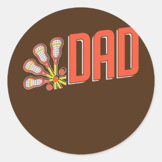 Sticker Rond Retro Lacrosse Parents Papa Vintage