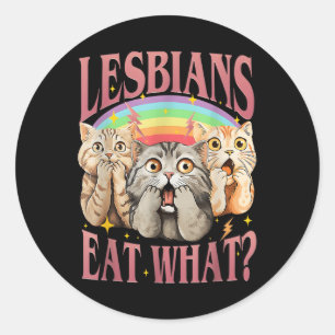 Sticker Rond Retro Lgbt Mange Ce Chat Lesbian Pride Mois Égale