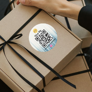 Sticker Rond Retro LightBlue Moderne Entreprise Instagram Qr Co