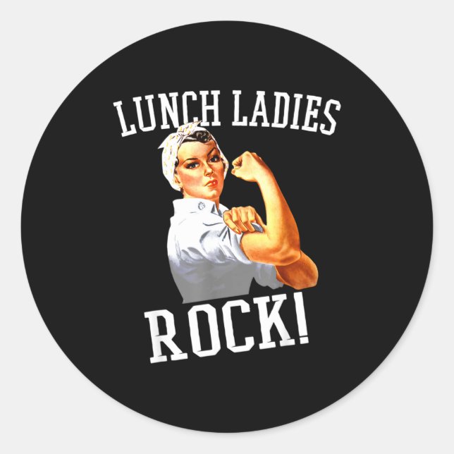 Sticker Rond Retro Lunch Ladies Rock Cafeteria Worker Funny Lun (Devant)
