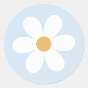 Sticker Rond Retro marguerite bohème bleu