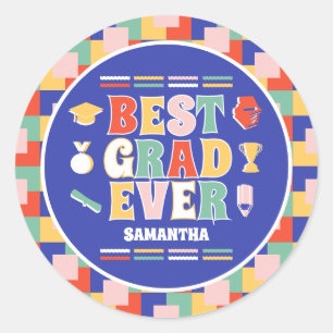 Sticker Rond Retro Meilleur Grad Ever Graduation Party