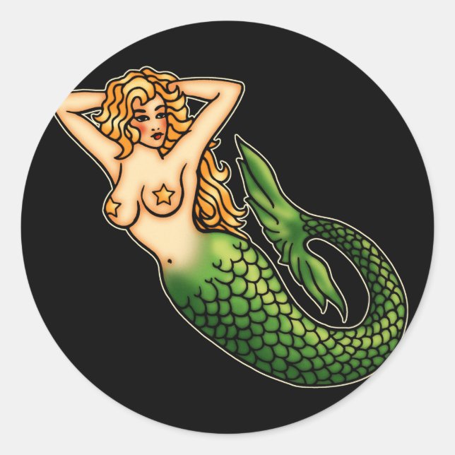 Sticker Rond Retro Mermaid (Devant)