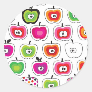 Sticker Rond Rétro motif mignon de pomme